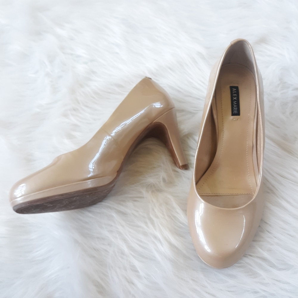 Alex Marie Camel Tan Heels Patent Pumps 7.5